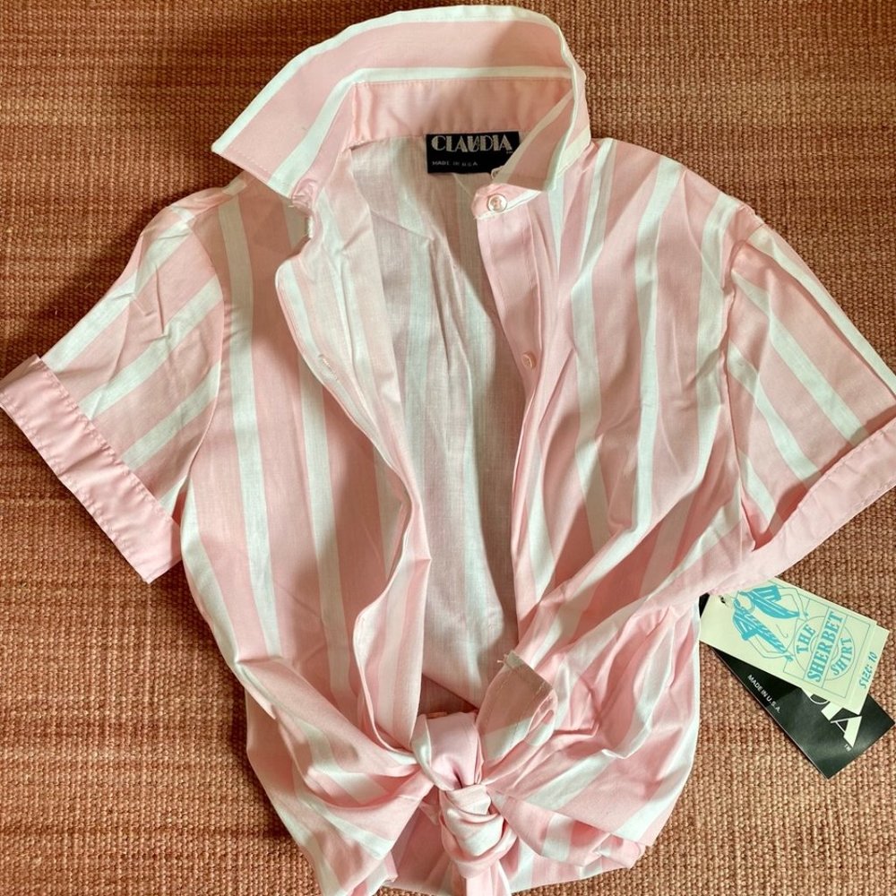 Vintage 1980s Barbiecore Pastel Pink Button-down